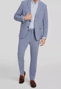 Kenneth Cole Men's Blue Slim-Fit Mini Houndstooth 2-Piece Suit Set Size 40S - Picture 1 of 6