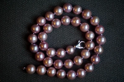 18 дюймов подлинный 10,5-11 мм круглый румяна жемчуг ожерелье культивированный пресноводный - Изображение 1 из 4