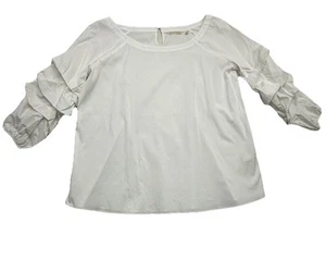 Soft Surroundings Womens Large White Cotton Blend Top ruffle bell sleeve - Picture 1 of 7