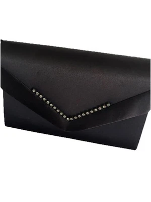 Bolso de Noche De Colección Negro Satinado Pequeño Estrás Boda Fecha Noche Vacaciones Foto 1 de 4