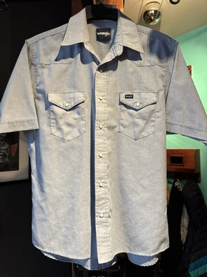 Vtg 70's Wrangler Men's CHAMBRAY Cowboy Western PEARL SNAP Ranch Work Shop Shirt - Изображение 1 из 3
