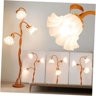 Lâmpada de pé floral laranja - presente de aposentadoria para mulher, LED piso de flor verde - Imagem 1 de 4