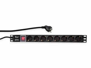 LOGILINK Steckdosenleiste 19", 8-fach, Schutzkontaktstecker, Schalter, schwarz - Bild 1 von 3