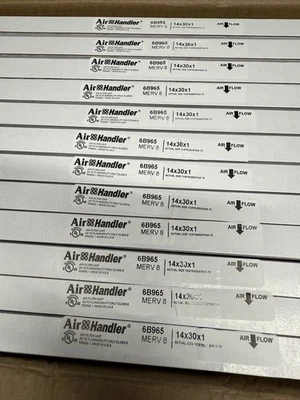 GRAINGER 6B965 Pack of 12 Pleated Air Filter 14x30x1 HC MERV 8 Pleat - Image 1 of 4