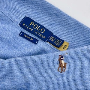 Polo Ralph Lauren Sweater Mens 2XL Tall 2XLT Blue Estate Rib 1/4 Zip Flesh Pony - Picture 1 of 5