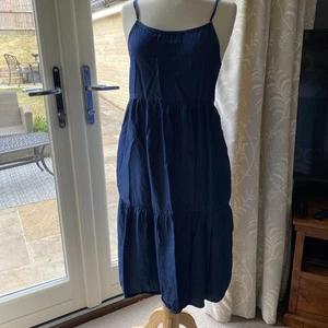 Simply Be Next Denim Strappy Tiered stunning Midi Dress -Size 10 - Picture 1 of 5