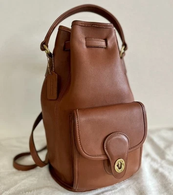 VGUC Vintage COACH British Tan Leather Sling Daypack Backpack 9992 Made in USA - Image 1 of 4