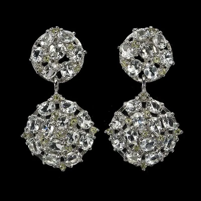 Pendientes de plata de ley 925 ovalados aguamarina peridoto piedras preciosas naturales joyería Foto 1 de 4