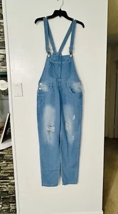 Brand New Ladies Distressed Size Medium Jean Overalls - Picture 1 of 6