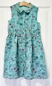 George Girls Green Floral Swing Dress Size 7-8yrs - Picture 1 of 3