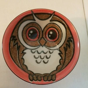 PAINTED OWL Trinket Dish Rice Bowl 4½"D Porcelain collectible decor JAPANESE - Picture 1 of 12