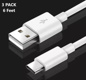 3x 6FT Fast Charging Cord Type C Cable For Samsung Galaxy A11 A21 A51 A71 white - Picture 1 of 2