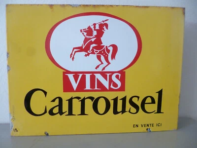 Plaque émaillée VINS CARROUSEL années 50 -    45 cm x 33cm - Photo 1/4