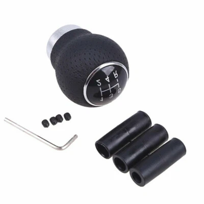 Car Gear Shift Knob Auto 5 Speed Aluminum Manual Shifter Lever Leather Protector - Image 1 of 4