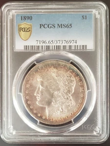 Graded 1890 Morgan Silver Dollar, MS65 - Picture 1 of 2