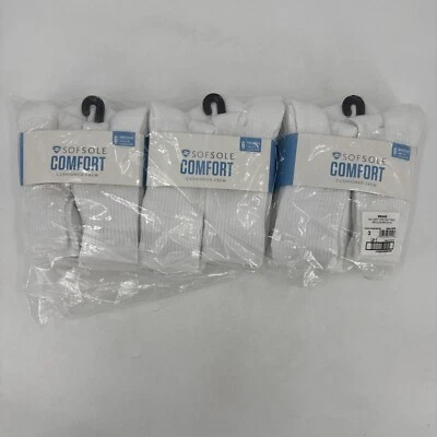 Sof Sole Cómodo Casual Cojín Calcetines Crew - Atléticos Talla M Blanco Lote de 18 Pares Foto 1 de 4