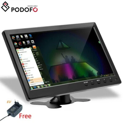 PODOFO Pantalla a color TFT 10,1 pulgadas PC CCTV monitor de vigilancia entrada HDMI/BNC/AV/VGA