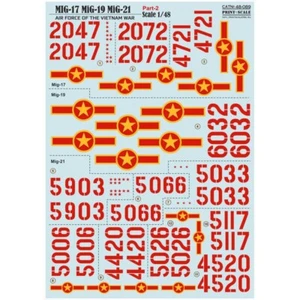 Decal for Mig Air Force of the Vietnam War Part-2 1/48 scale Print Scale 48-089  - Picture 1 of 24