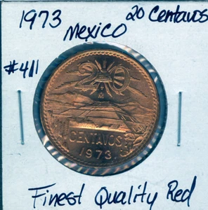 1973 Mexiko 20 Centavos feinste Erhaltung rot Auktion #411 - Bild 1 von 2