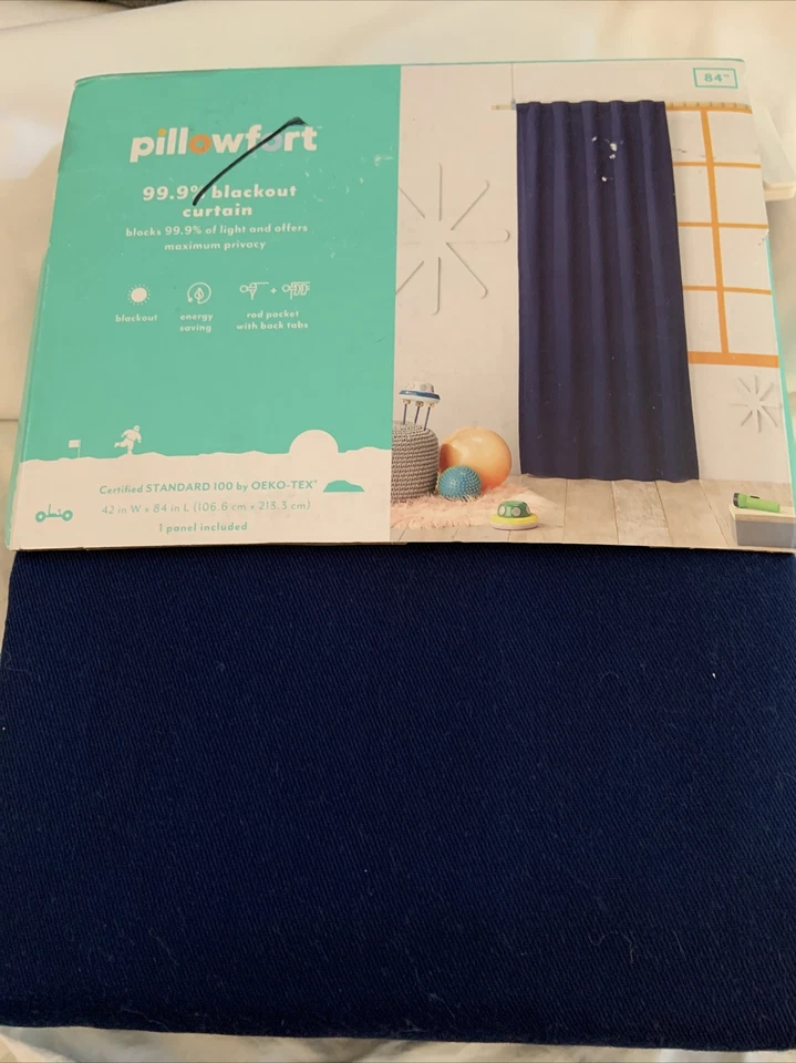 One Pillowfort 42" x 84" Blackout Curtain Panel Navy Twill New - Image 1 of 1