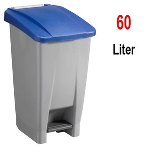 Sunware Abfalleimer 60 Liter-49x38x70cm-mit Rädern/Fußpedal/Handgriff- grau/blau - Bild 1 von 1