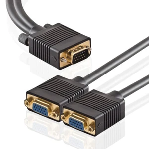 VGA 15-Pin 1 Male to 2 Female Splitter, Supports 1080P 720P 480P, Play & Plug - Picture 1 of 11