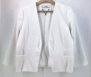 Mango Women Formal Short Suit Blazer White Size M ref.302 - Picture 1 of 21