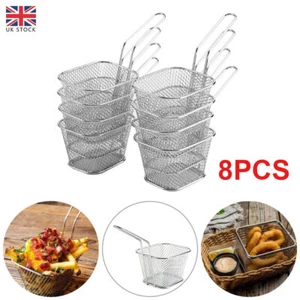 8Pcs Mini Chip Baskets Kitchen Fryer Serving Tray Food Presentation Basket Tool - Picture 1 of 12