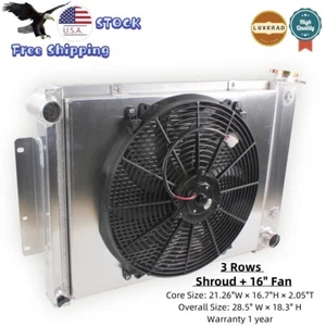 3 Rows Aluminum Radiator+Fan For 1967-1969 CHEVY CAMARO/FIREBIRD T/A I6/V8 #C - Picture 1 of 9