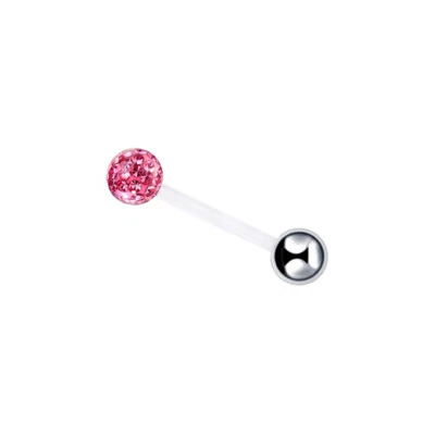 2pc Epoxy Crystal Steel Ball Nipple Tongue Barbell Piercing Silicone Bar 16-22mm Foto 1 de 3