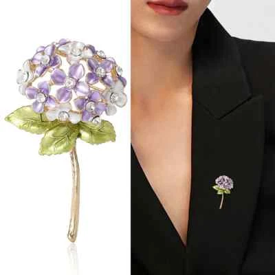 Broche de hortensia en polvo de lujo prendedor otoño otoño acción de gracias joyería regalo mujeres Foto 1 de 4