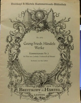 Flute & Piano: Chamber Sonata No. 2 by Handel ed Max Seiffert New out of print - Image 1 of 4