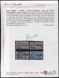 ITALIA 1924/25 POSTA PNEUMATICA N. 4/7 ANNULLI ORIGINALI - CERTIFICATO - 1759 - Foto 1 di 3
