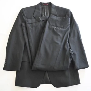 Hart Schaffner Marx 39R 40R 32x30 Black Stripe 100% Wool Mens Jacket Pants Suit - Picture 1 of 24