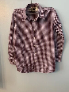 TFW Boys Purple White Checkered Button Down Dress Formal Shirt Size 10 Regular - Picture 1 of 6