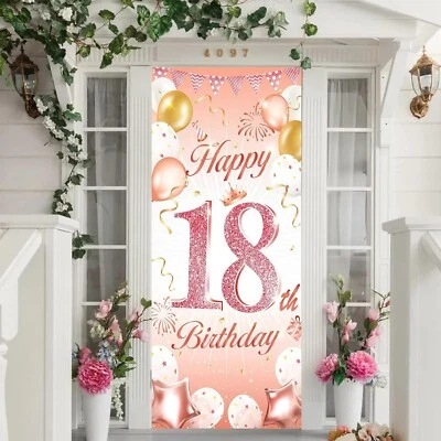 Rose Gold 18th Birthday Party Decoration for Girl, Wall Decoration, 185 x 90cm - Image 1 of 4