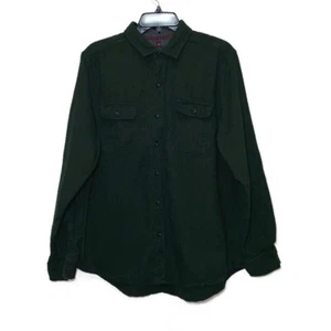 Woolrich Mens Long Sleeve Button Front Pocket Solid Fishing Shirt Green Large - Picture 1 of 6