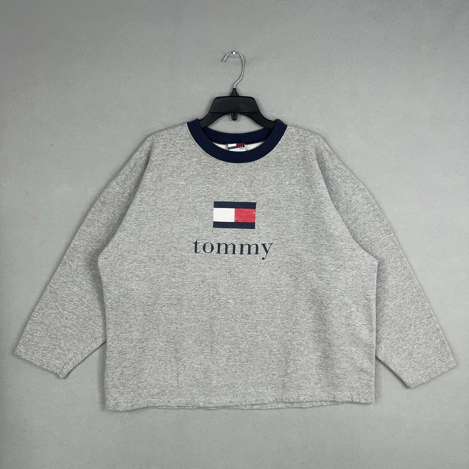 Винтажный Tommy Hilfiger свитер женщин XL коробка кольцо Crewneck пуловер флаг США - Изображение 1 из 4