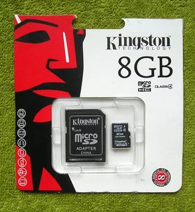 KINGSTON 8GB MICRO SD CARD + ADAPTER SEALED NEW IN PACK - Picture 1 of 1
