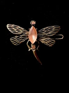  Adorable Textured Three Stone  Pink RHINESTONE Dragonfly Hair Barrette - Picture 1 of 3