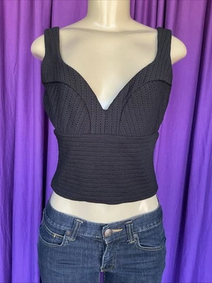GUESS Black Textured Bustier Sleeveless Cropped Corset Top Size M - Image 1 of 4