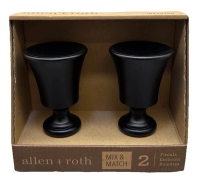 Paquete de 2 acabados Allen + Roth Mix &Match negro mate, se adapta a varilla de 1" #0773160 {OO} Foto 1 de 4