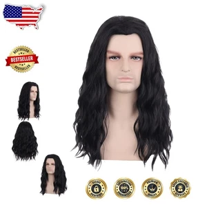 Peluca masculina negra moderna resistente al calor de 20 pulgadas - Ideal para disfraces y uso diario - Imagen 1 de 11