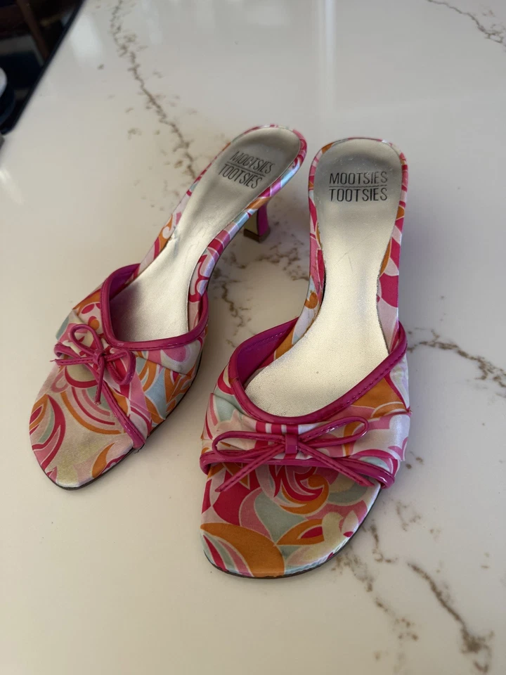Mootsies Tootsies Damas Y2K Retro Patrón Floral Puntera Abierta Tacón Talla 7.5 Mujeres  Foto 1 de 4
