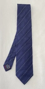 ROBERTO CAVALLI. Blue Silk Blend Tie. Striped Monogram. Made In Italy. Ex Con - Picture 1 of 5