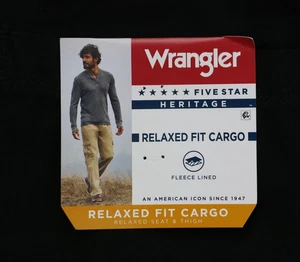 Wrangler Fleece Lined Cargo Pants Men's Sizes Black Warm Comfortable W30-42 New - Picture 1 of 2