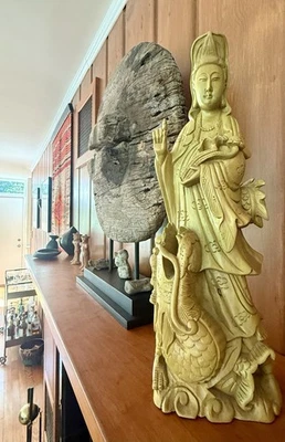 Antique Late 1800’s Chinese Qing Dynasty Guanyin Bodhisattva Figure Statue - Image 1 of 4