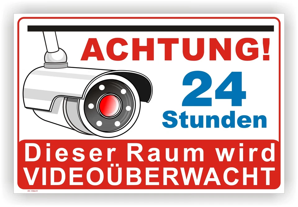 Schild / Aufkleber dieser Raum wird videoüberwacht Schilder Videoüberwachung Vi8
