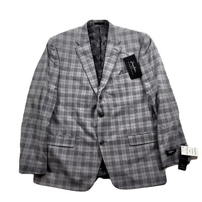 Chaqueta de traje gris a cuadros Sean John para hombre 44R 44 ajuste clásico $360 Foto 1 de 4