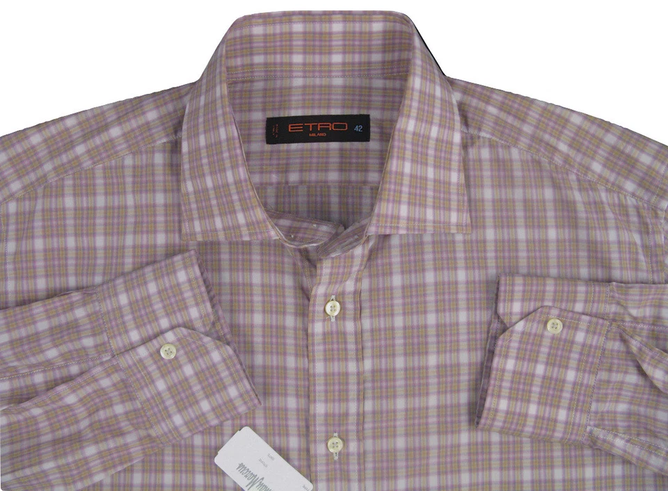 NEW $375 Etro Shirt!  e 46  (Approx US 3XL or 18.5)  *Italy*  Light Purple Plaid - Image 1 of 1